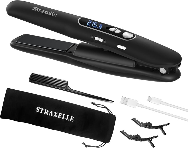 Mini Glätteisen Kabellos 2 in 1 Glätteisen Locken und Glätten mit 5000mAh ReiseGlätteisen 3 Einstell