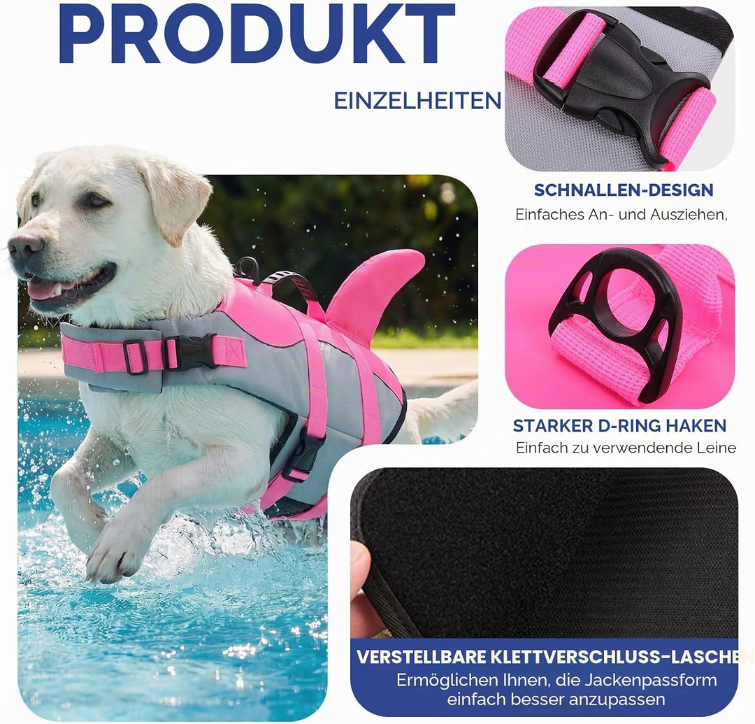 ASENKU Schwimmweste Hund, Hunde Rettungsweste zum Schwimmen, Bootfahren, Hunde Hai Schwimmwesten, Hu