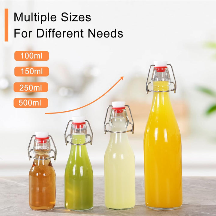 Glasflaschen 150ml mit Bügelverschluss, 10 Stück Kleine Flaschen Zum Befüllen, Bügelflasche zum Befü