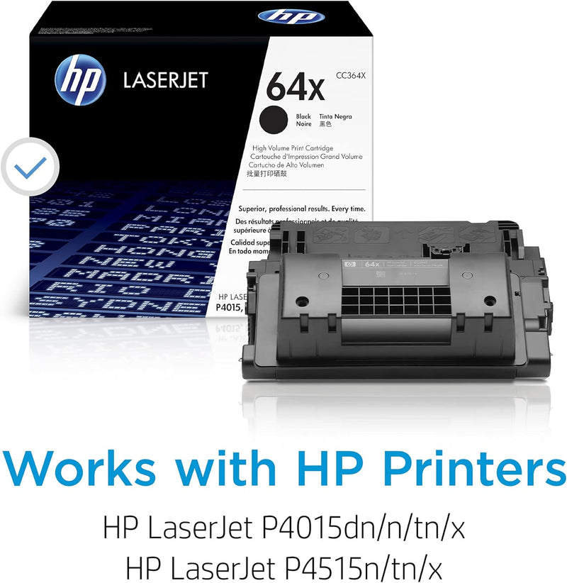 HP 64X (CC364X) Schwarz Original Toner mit hoher Reichweite für HP Laserjet P4015, HP Laserjet P4516