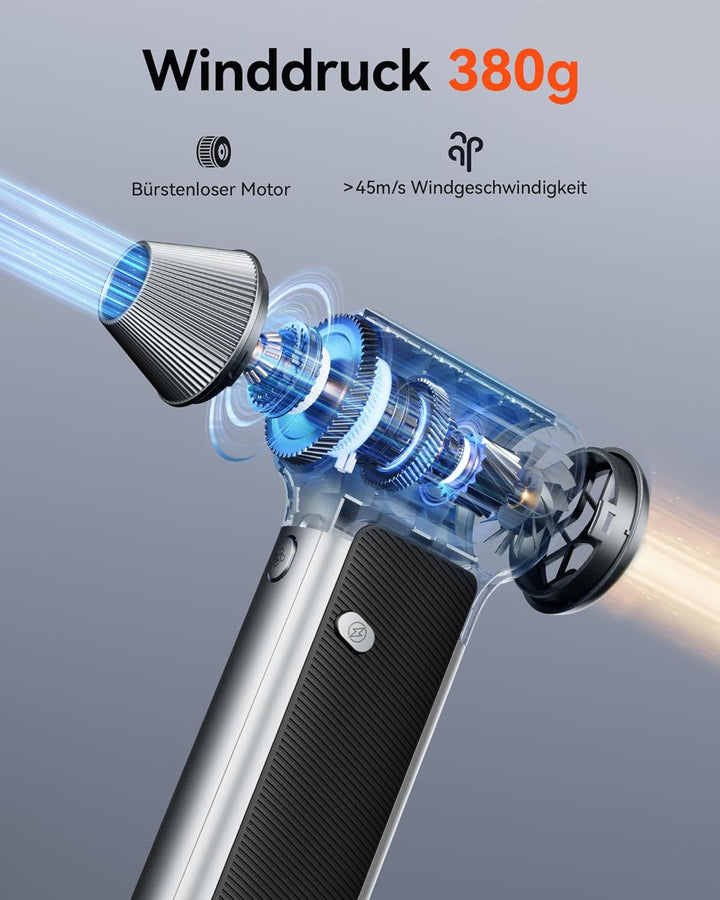 WOLFBOX MF200 Elektrisches Staubgebläse mit Abnehmbarem Akku, 87.5 m/s Air Duster Kabellos, 3-Stufen