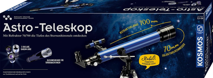 KOSMOS 675158 Astro-Teleskop, Kinder Teleskop ab 12 Jahren, bis zu 140-fache Vergrösserung, mit Refr