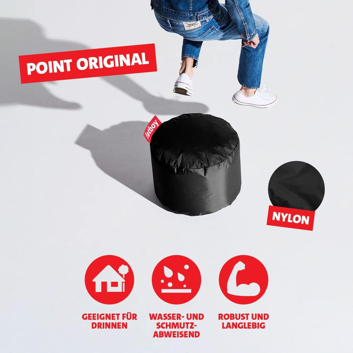 Fatboy® Point Hocker Nylon Schwarz | Runder Sitzhocker | Trendiger Poef/Fussbank/Beistelltisch | 35