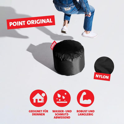 Fatboy® Point Hocker Nylon Schwarz | Runder Sitzhocker | Trendiger Poef/Fussbank/Beistelltisch | 35