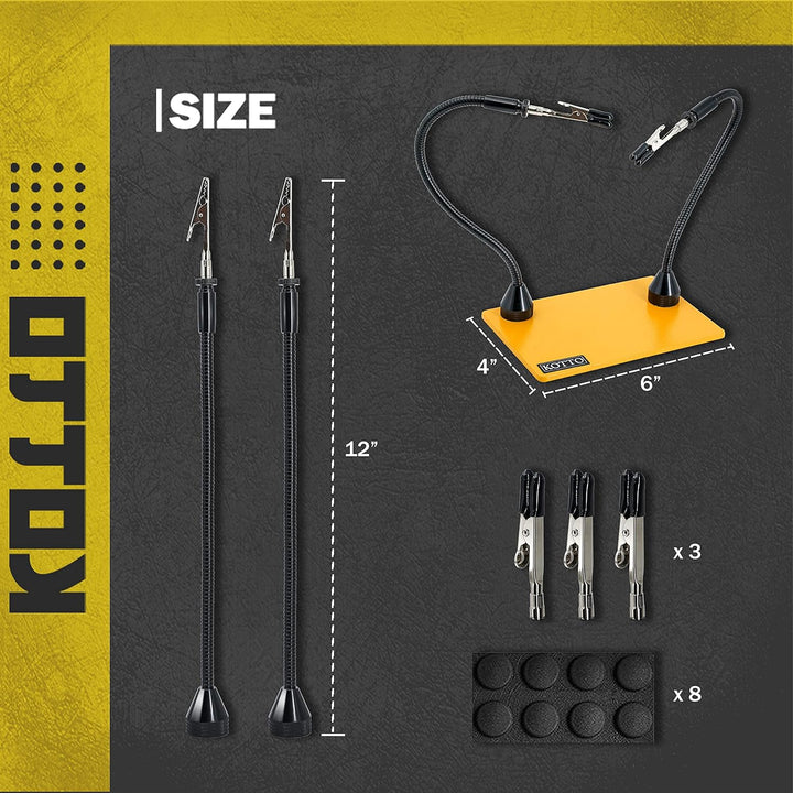 KOTTO Dritte Hand Löthilfe Third Hand Löten Magnetisch Leiterplattenhalter Werkzeug Zwei Arme Helfen