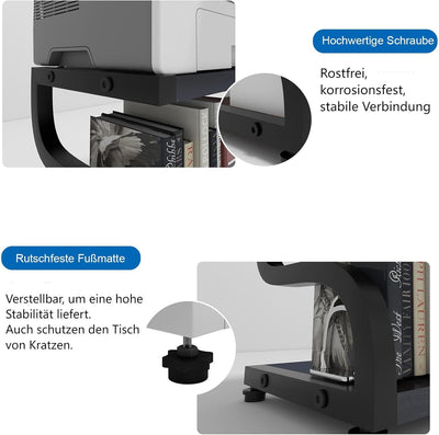 PUNCIA Druckerständer Kleiner Druckerhalter auf Tisch 2 Ebenen Druckerregal Druckertisch Tischregal