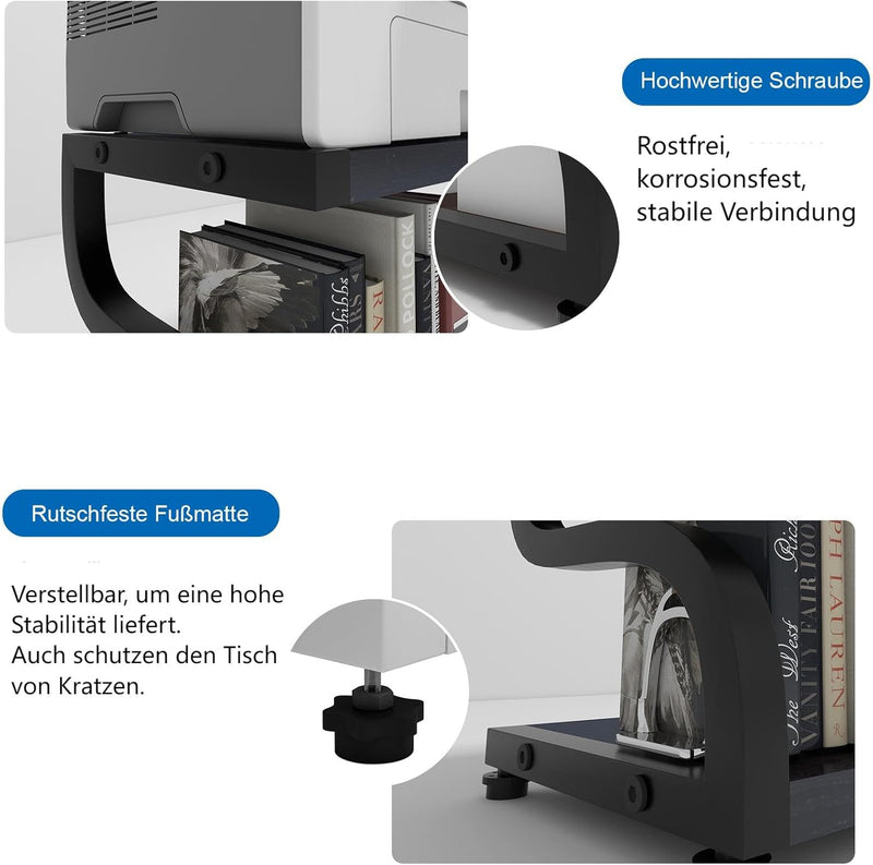 PUNCIA Druckerständer Kleiner Druckerhalter auf Tisch 2 Ebenen Druckerregal Druckertisch Tischregal