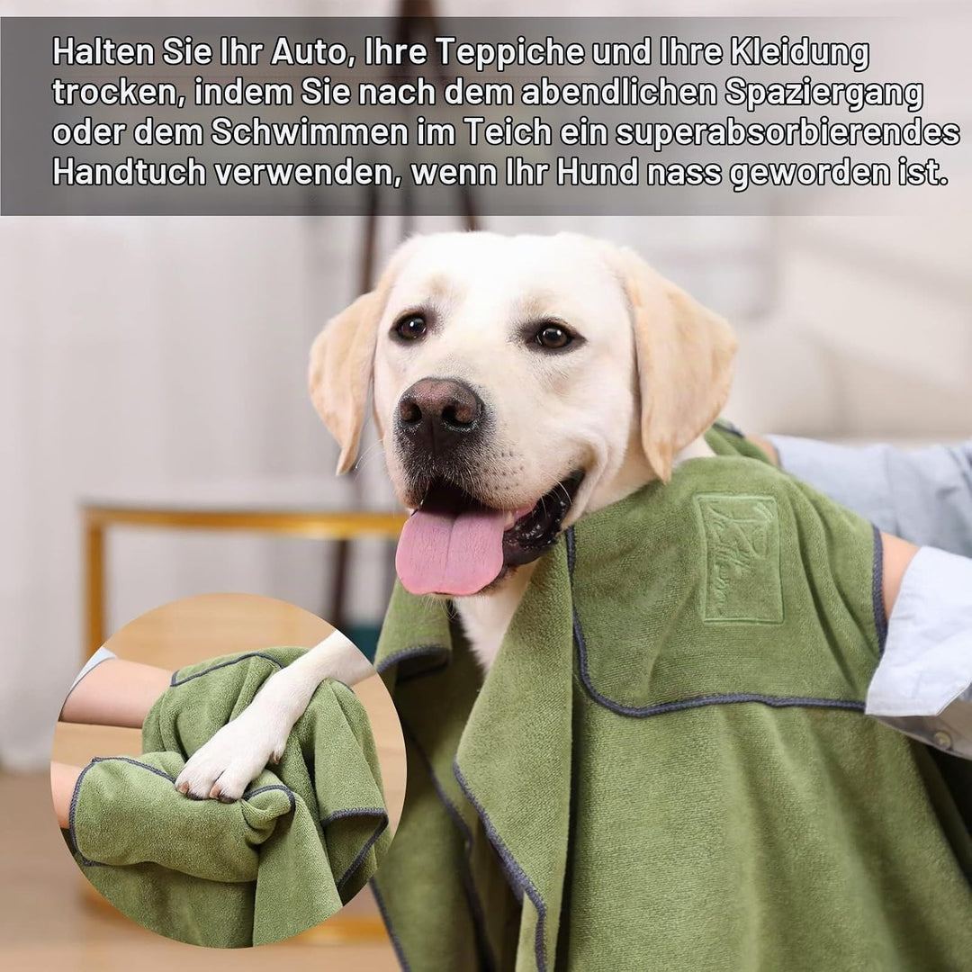 PETTOM 2er Set Hundehandtuch, Hundehandtuch Extra Saugfähig, Handtuch Hund Mikrofaser Schnell Trockn