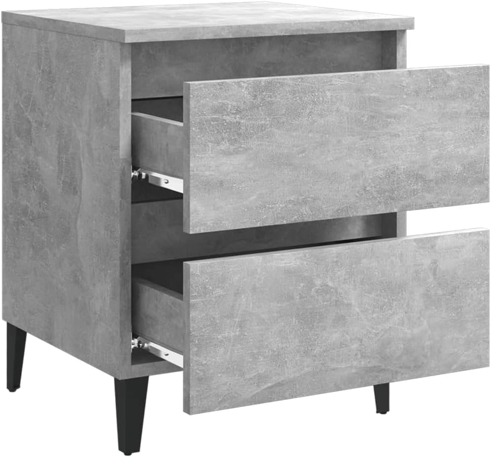 FIRBNUS Bedside Table Nachtkonsole Beistelltisch mit Stauraum Night Stand Nachttisch Betongrau 40x35