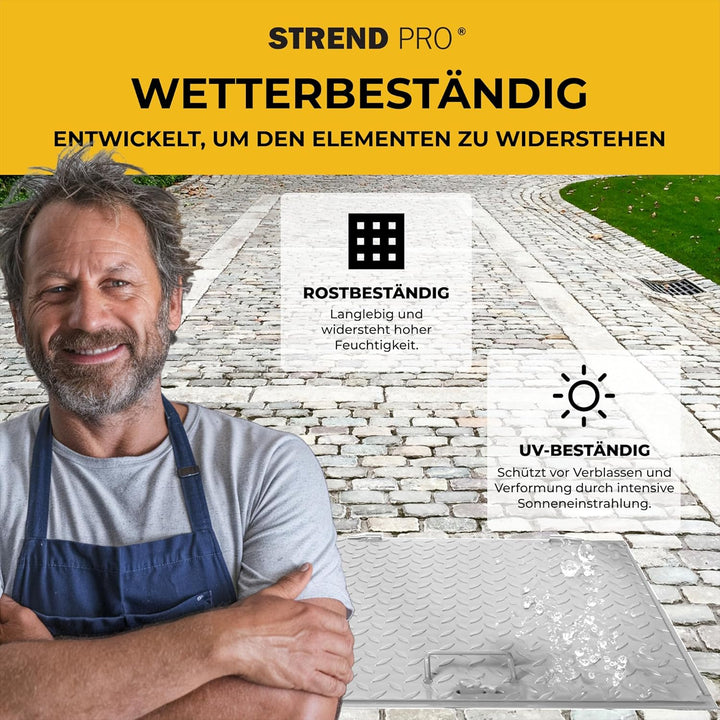 STREND PRO Schachtabdeckung 60x60 cm - 3mm Metall Schachtdeckel 600x600 | Begehbar, UV-beständig, Ab