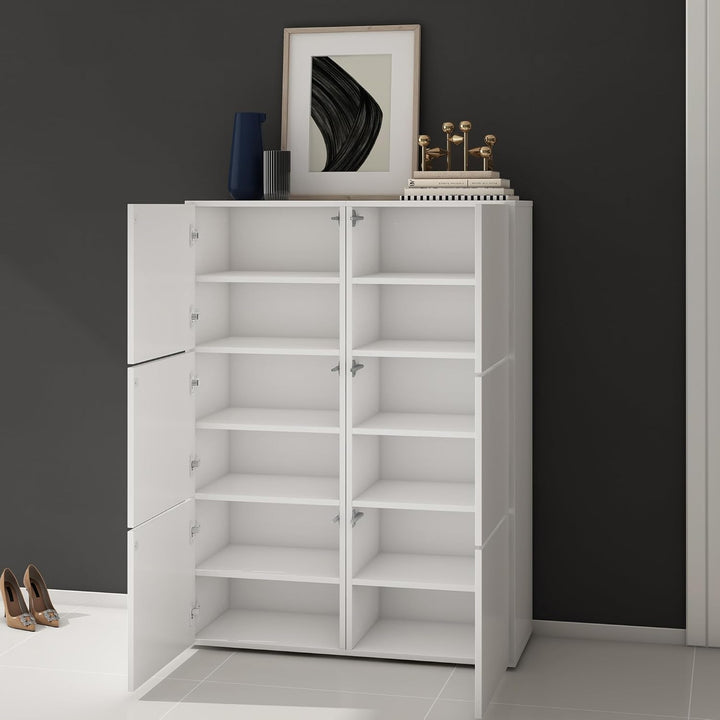 doporro Schuhschrank Schuhregal Schmal Schuhkommode 45 cm Schuhschrank in weiss matt Holz Aufbewahru