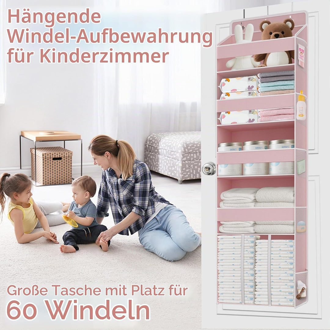 Tür Organizer Hängend mit 5 Fächern, 1 grossem Fassungsvermögen Caddy &amp; 10 Seitentaschen, Wickeltasc