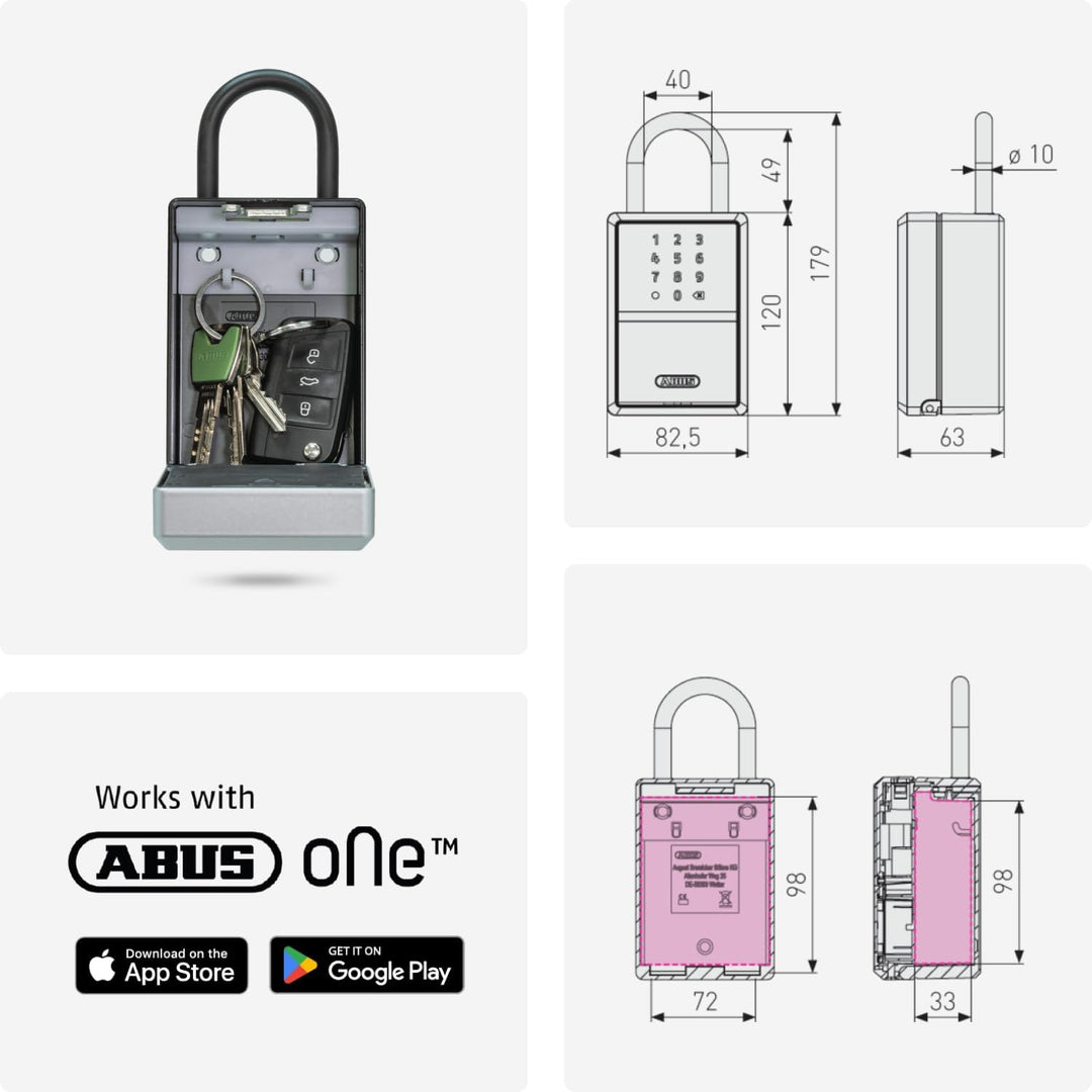 ABUS smarte Schlüsselbox KEYGARAGE One – per App mit Smartphone oder per Zahlencode bedienbar – Schl