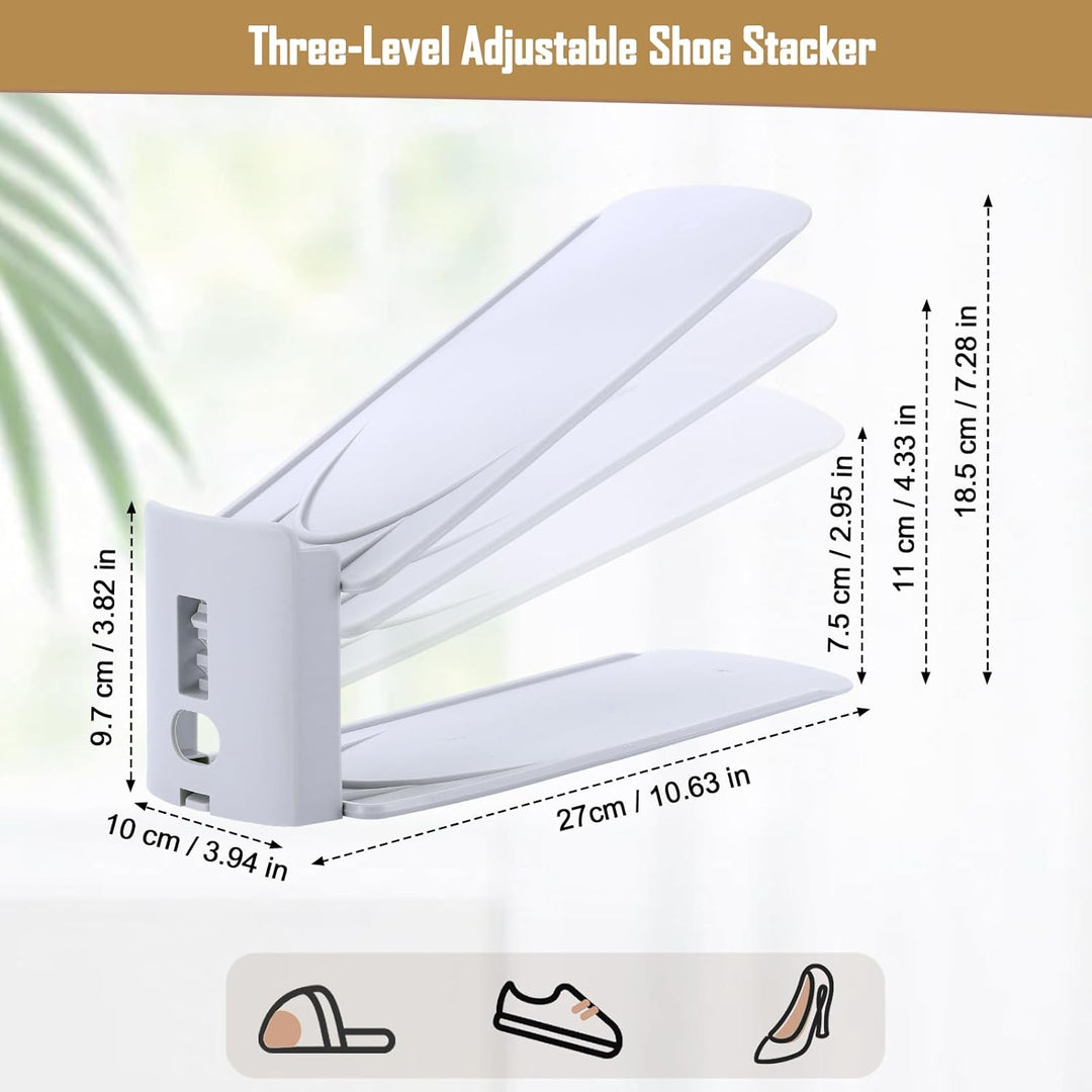 12 Stück Schuhstapler Platzsparend, 3-Lagig Einstellbar Schuhe Stapeln, Schuh Organizer für Schrank,