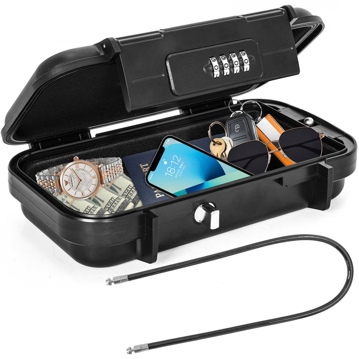 Tragbare Tresor mit Zahlenschloss Strandsafe 24 x 14 x 5,8 cm Strandtresor zum Anketten,Geeignet für