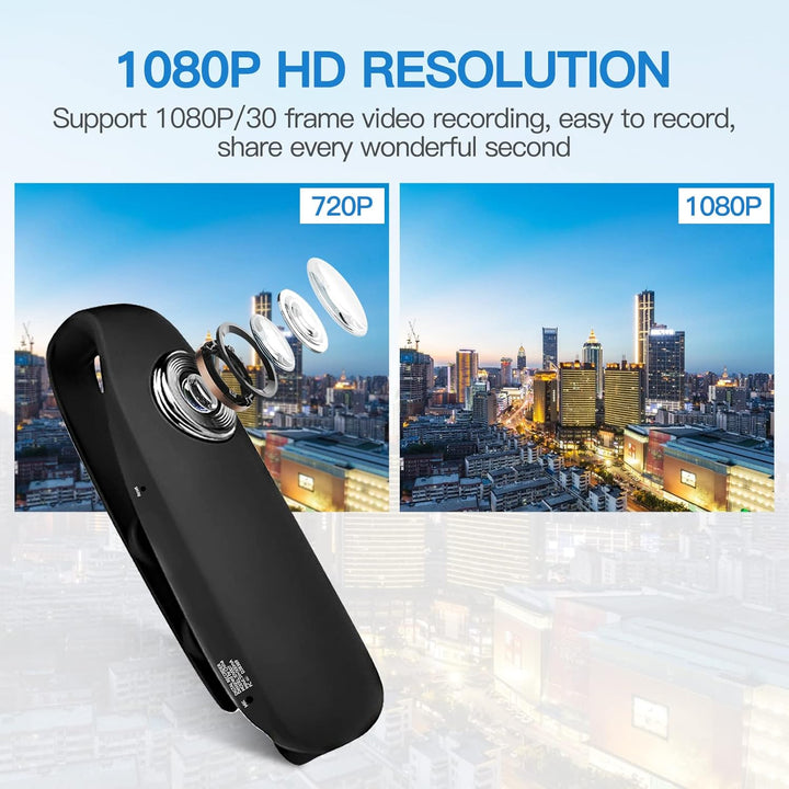 CAMMHD 1080P 32GB Körperkamera Full HD Portable Bodycam One-Key-Aufnahme Bewegungserkennung, 3-7 Stu