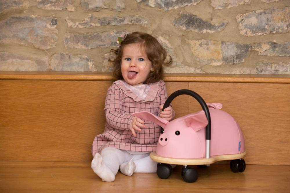 Wheely Bug Ferkel klein, kleines Holzschwein auf Rollen mit Griff, ultimatives cooles Rutschauto, Sp