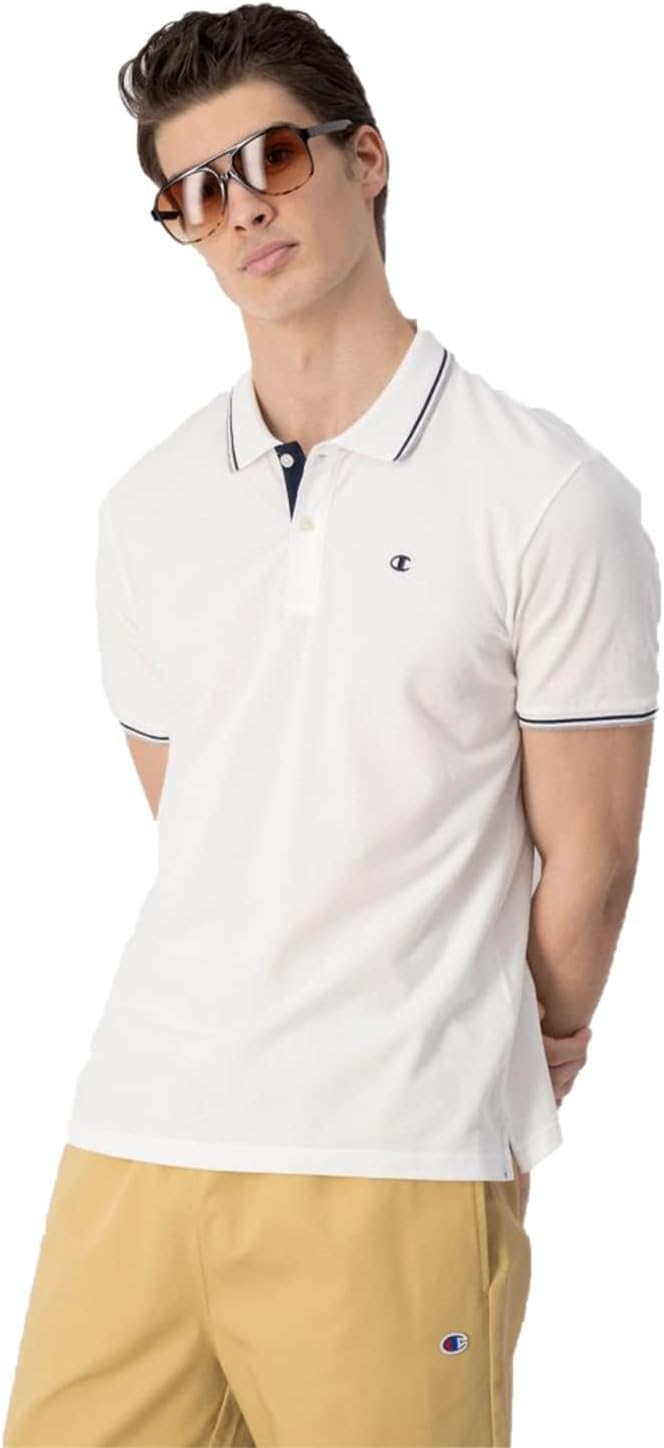 Champion Herren Legacy Polo Gallery Light Cotton Piqué C-logo Polohemd XXL Weiss, XXL Weiss