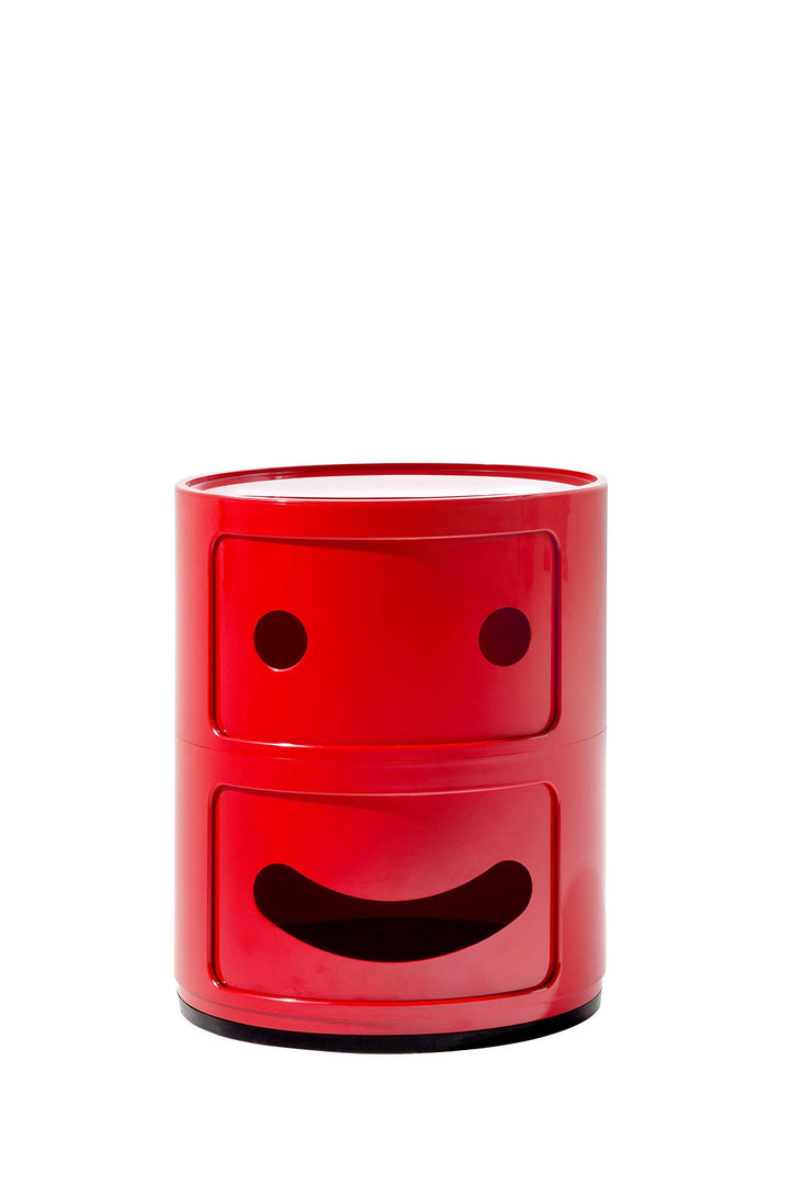 Kartell Componibili Container lächelnd, Kunststoff, Rot, 32 x 32 x 40 cm 2-fächer Smile Rot Lächelnd