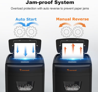 Bonsaii 120 Blatt Aktenvernichter mit Automatischem Einzug, P-4 Partikelschnitt, Extrem Leise mit 62