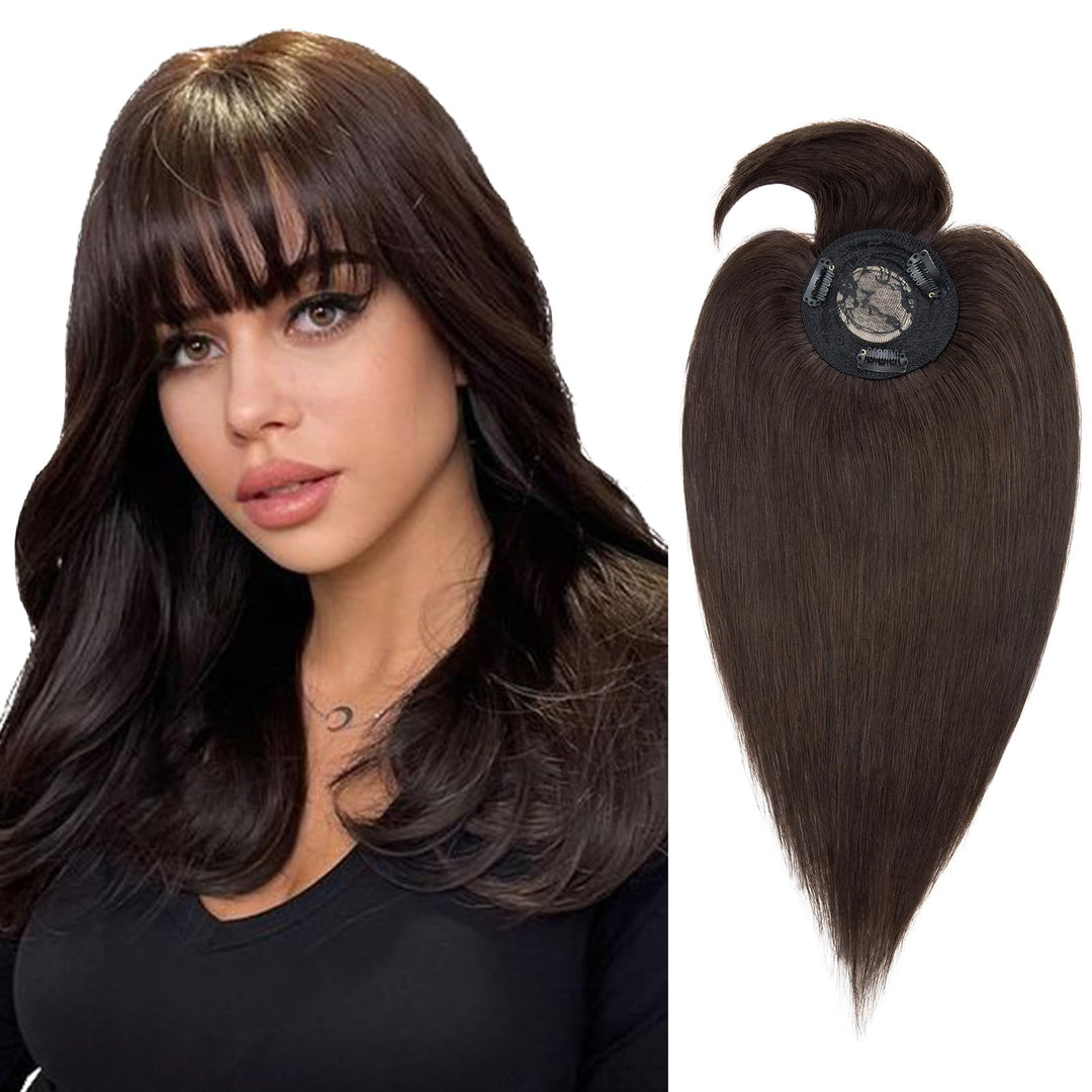 Silk-co Topper Extensions Haarteile Echthaar Clip in Extensions Echthaar Weich Natürlich Glatt Toupe