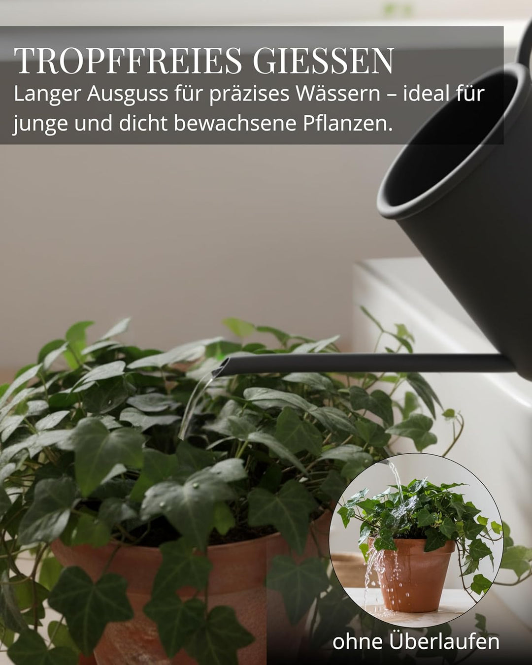 Livlig53 Giesskanne 1L, Giesskanne Zimmerpflanzen, Blumengiesskanne mit extra langem Ausguss, Giessk