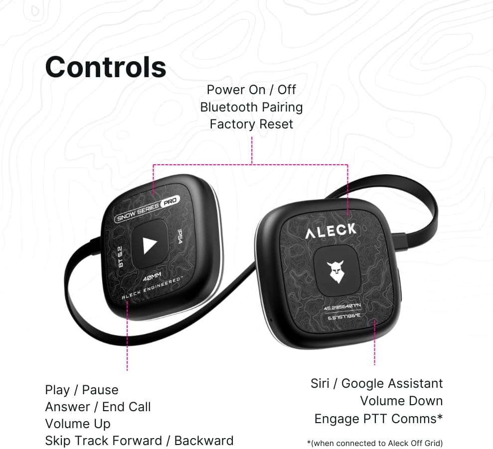 ALECK Snow Series Pro Universal Wireless Bluetooth Helm Lautsprecher Kopfhörer für Ski und Snowboard