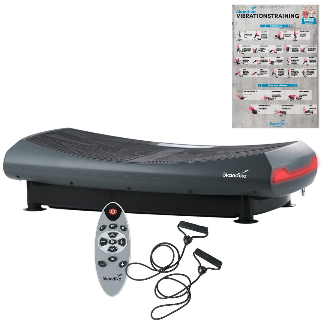 Skandika 4D Vibrationsplatte V2000 Grau | 4D Vibration bis zu 35 Hz, Curved Technology, Bluetooth-La