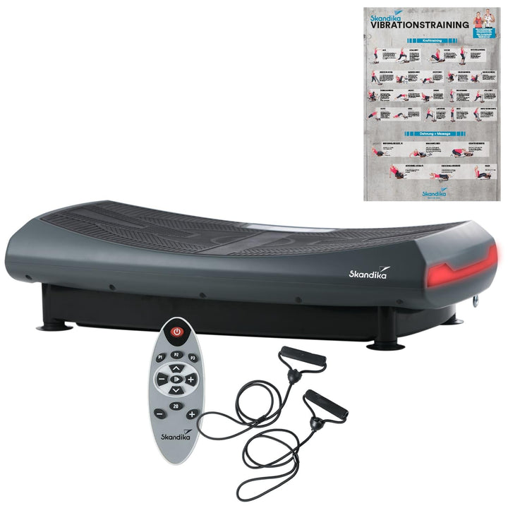 Skandika 4D Vibrationsplatte V2000 Grau | 4D Vibration bis zu 35 Hz, Curved Technology, Bluetooth-La