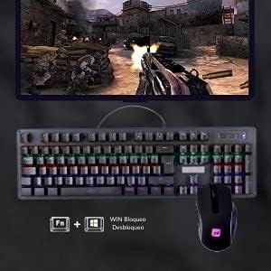 NK Onyx Gaming Pack Mechanische Tastatur Cherry MX Blue Switch RGB LED, 105 Tasten + programmierbare