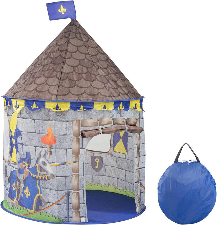 infactory Ritterzelt Kinder: Kinder-Spielzelt im Ritterburg-Look mit Tür & Fenster, Transporttasche