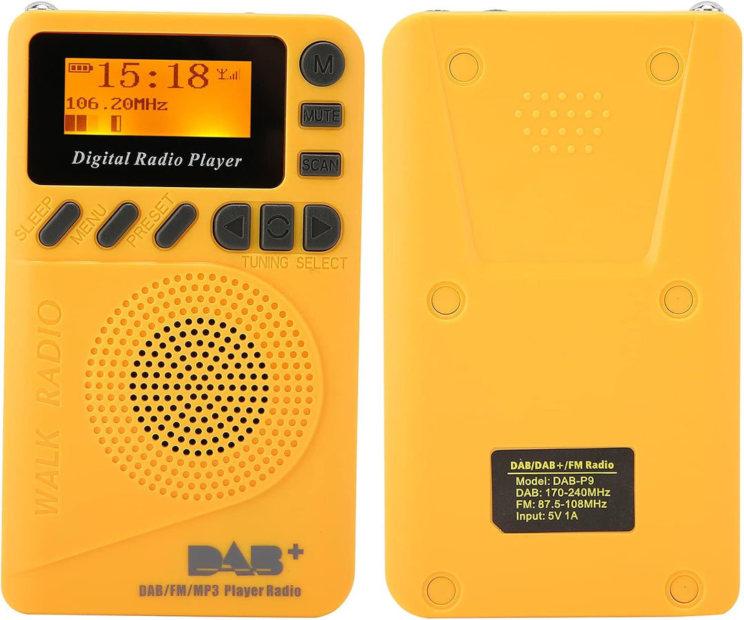 ASHATA Tragbares DAB P9 Taschenradio, DAB DAB FM Radio Wiederaufladbar mit LCD Display und Lautsprec