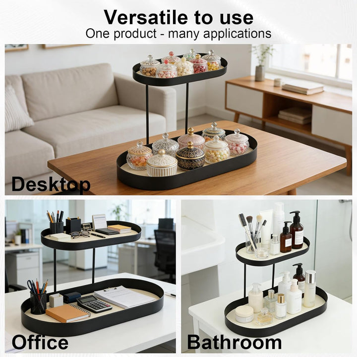 Parfüm Organizer 2-stöckig, Schminktisch Make Up Organizer, Elegantes Modernes Parfüm Regal aus Meta