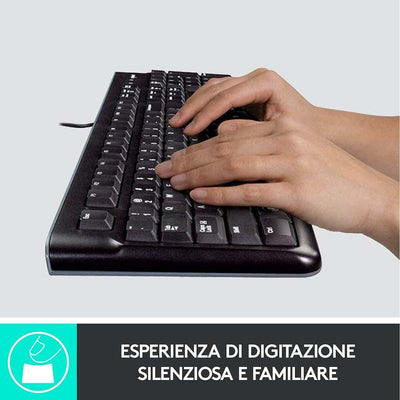 Logitech MK120 Kabelgebundenes Set mit Tastatur und Maus für Windows, Italienisches QWERTY-Layout -