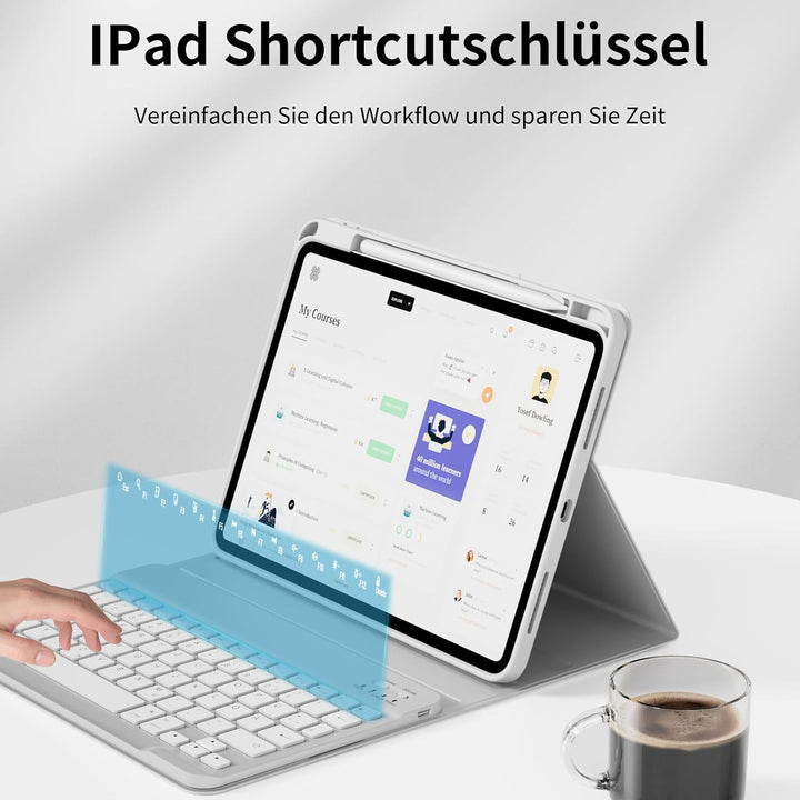 für iPad 11/10. Generation Hülle mit Tastatur, Magnetische Kabellose Abnehmbare Tastatur, Dünn und l