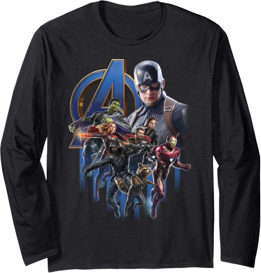 Marvel Avengers Endgame Group Poster Logo Langarmshirt