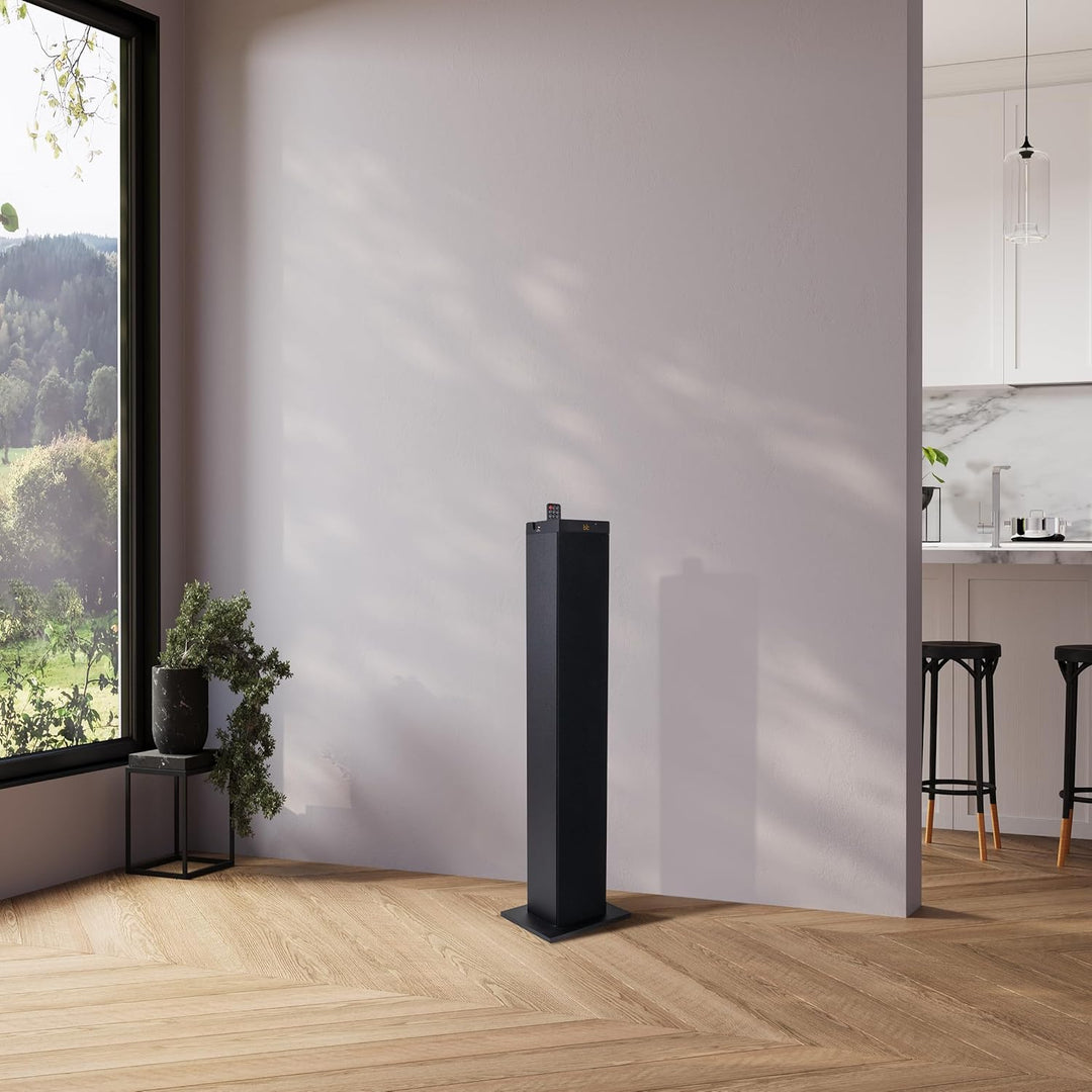GOgroove Bluetooth Turm Lautsprecher mit integriertem Subwoofer - Standlautsprecher mit Bass und Dua