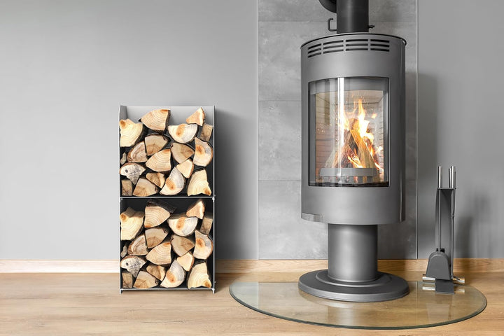 teileplus24 BHS5 Kaminholzregal Innen Aussen | Brennholzregal Metall | Kaminholzkorb | Industrial Lo