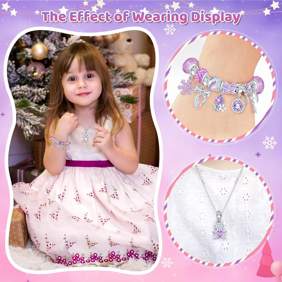 Adventskalender 2025 Kinder Mädchen, Weihnachtskalender Armband Halsketten Charm Mädchen Schmuck, 24