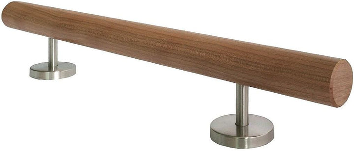 TIBU Eiche Holz Handlauf Geländer 0,3m - 6m, Länge 50 cm, Ende gefast und 2 gerade Halter 50 mit 2 H