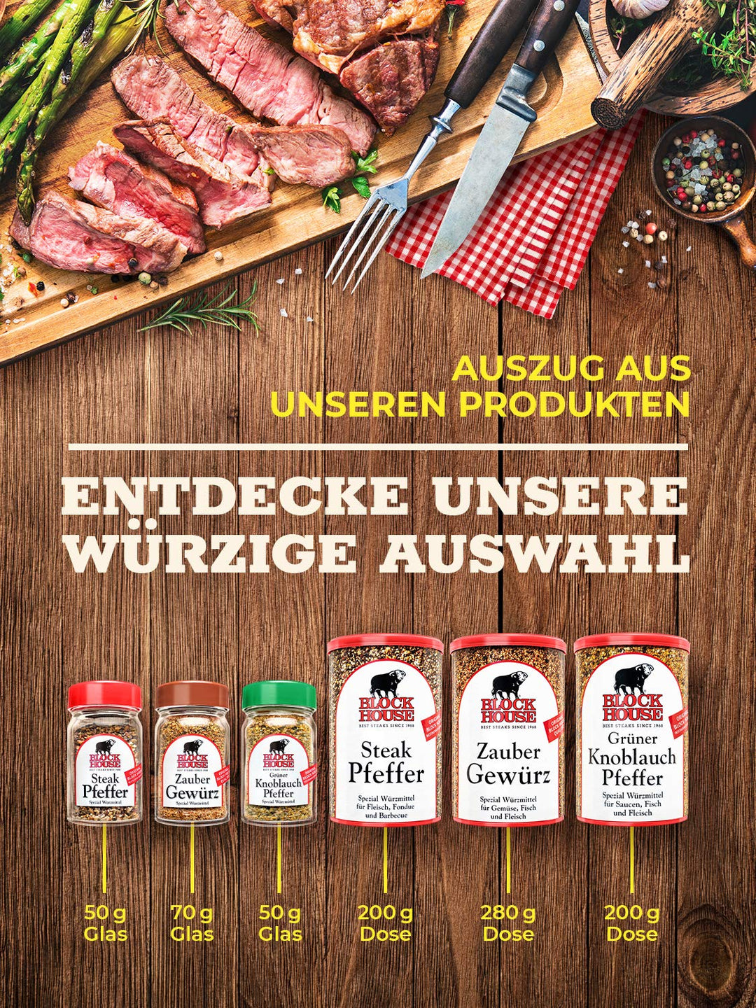 Block House Steak Pfeffer 3x 50g Gewürzmischung im Glas – in Restaurantqualität 50 g (3er Pack), 50