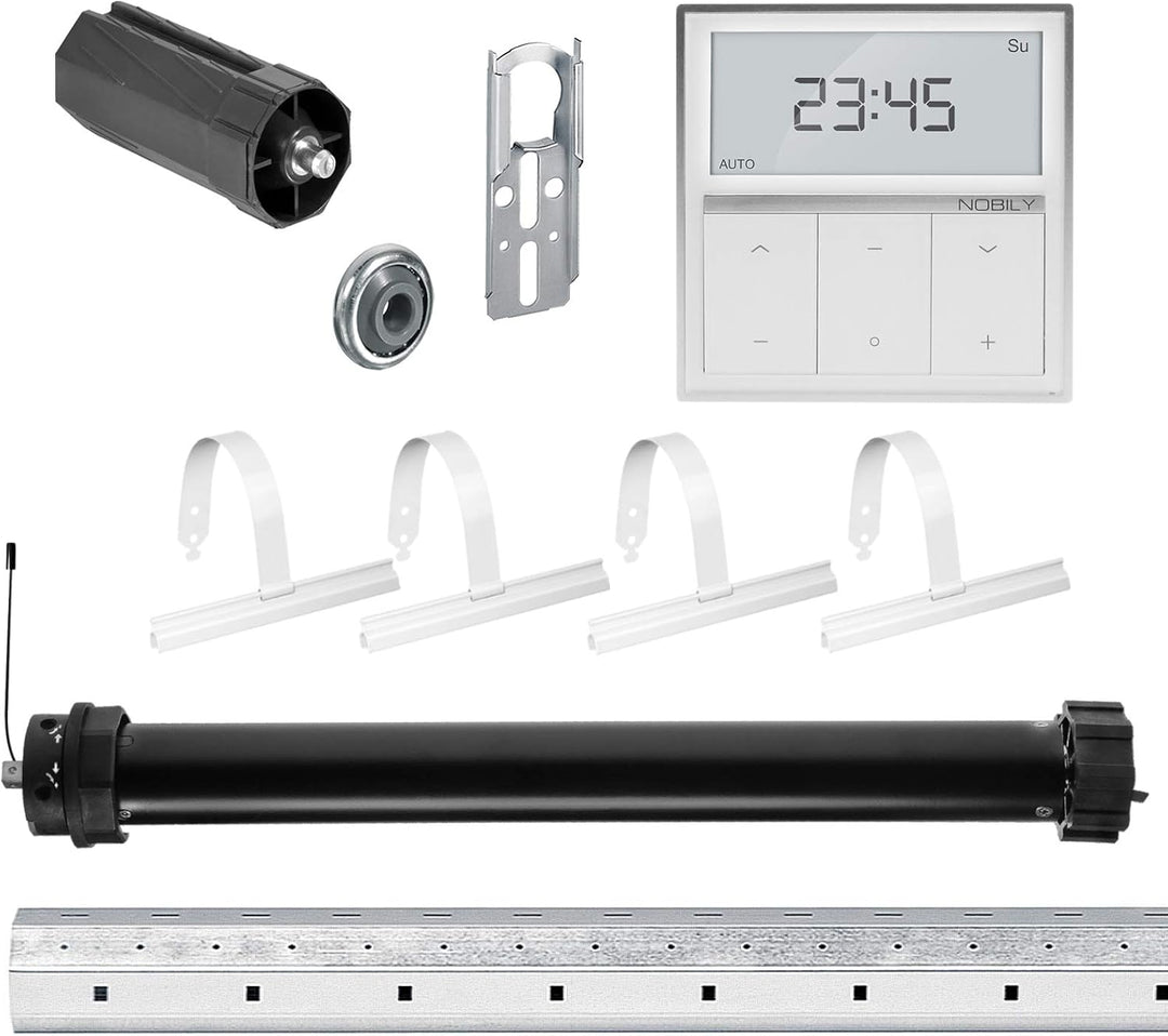 NOBILY Rolladen-Komplett-Set f. 60mm Achtkantwelle Mechanischer Funk Maxi-Rolladenmotor 20Nm + Rolla