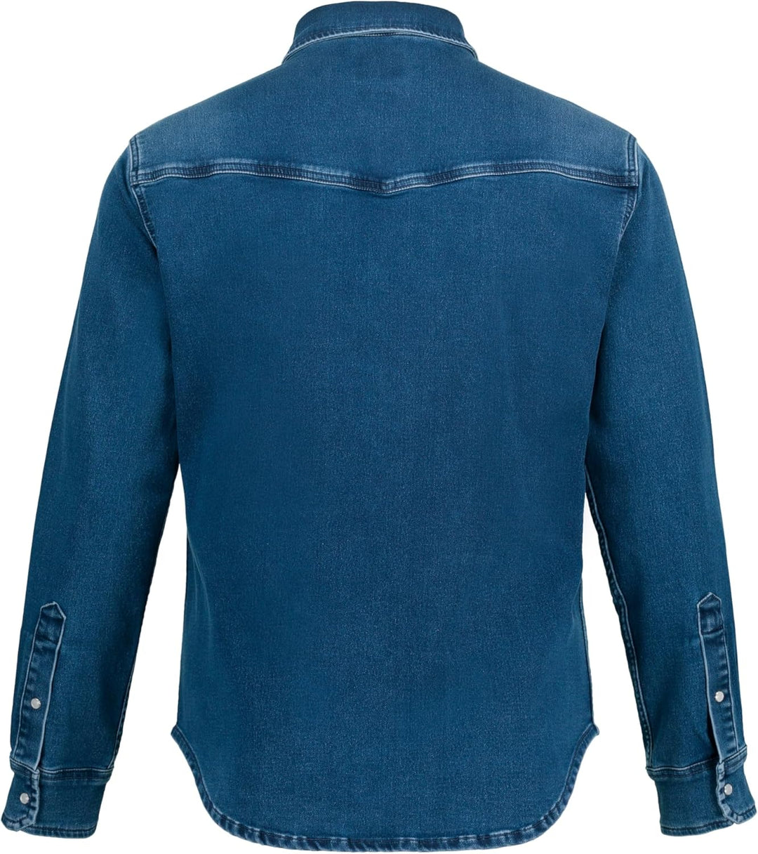 JP 1880 Herren grosse Grössen Übergrössen Menswear L-8XL Jeanshemd, FLEXNAMIC®, Denim, Langarm, Kent