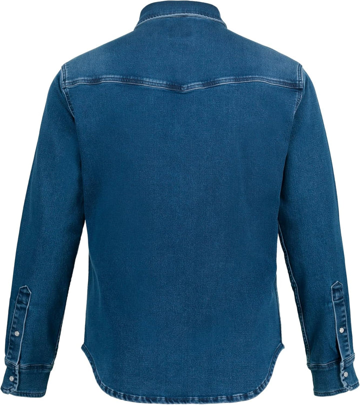 JP 1880 Herren grosse Grössen Übergrössen Menswear L-8XL Jeanshemd, FLEXNAMIC®, Denim, Langarm, Kent