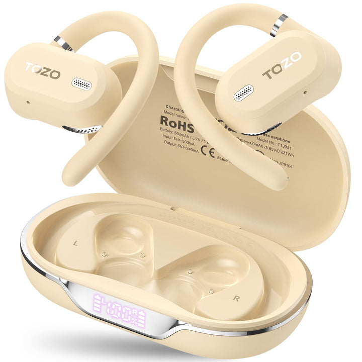 TOZO OpenWear Kabellose Bluetooth-Kopfhörer, ENC-Anrufe, 14,2mm Treiber, 38 Std Wiedergabe,LED-Anzei