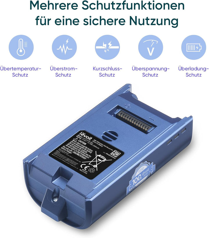 Levoit Originaler Ersatzbatterie für LVAC 300 Akku Staubsauger, Laufzeit bis zu 60 Minuten, 3000mAh