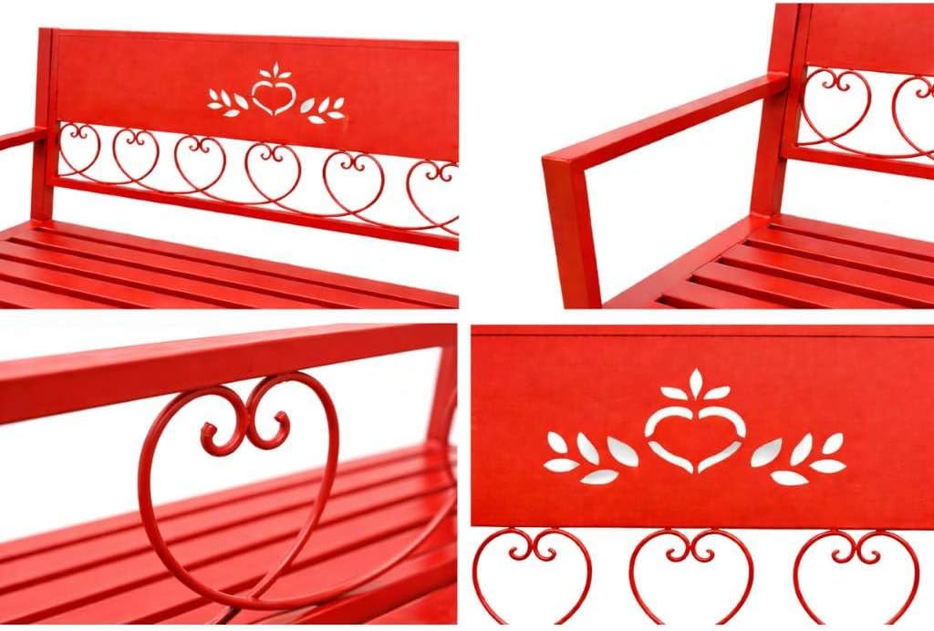 DanDiBo Gartenbank Metall Wetterfest Rot 120 cm 2 Sitzer Sitzbank Passion 121495 Eisen Blumenbank Ga