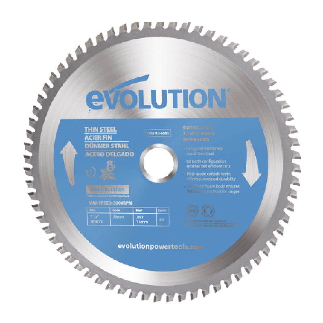 Evolution T185TCT-68MS - 185 mm Sägeblatt zum Schneiden von Dünnstahl - Metall-Sägeblatt mit 68 Zähn