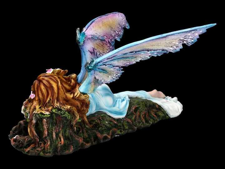 Elfen Fantasy Figur - Shila schläft auf Baumstumpf | Fee, Fairy, Engel, Deko-Figur, Deko-Artikel, St