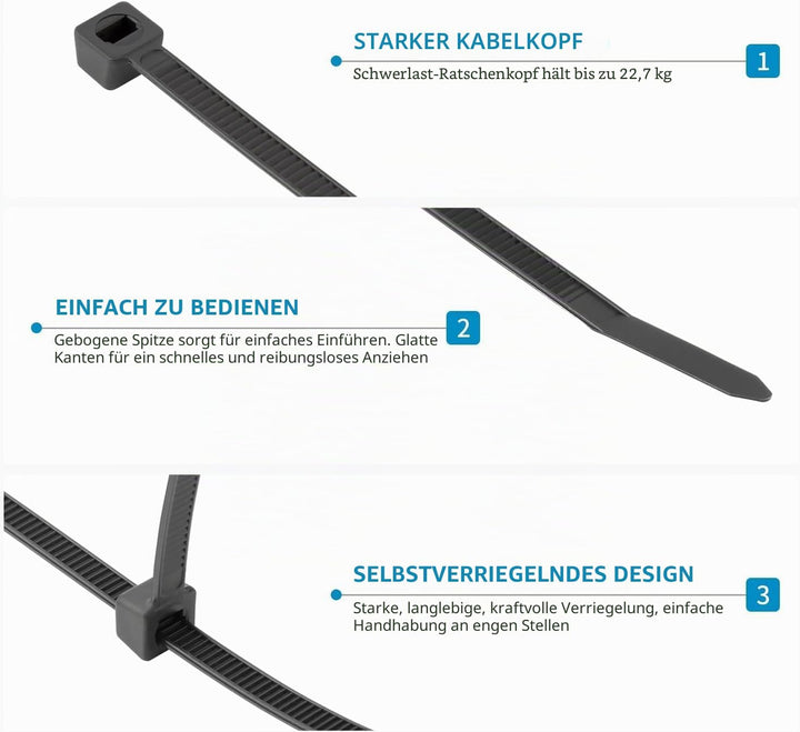 XINGO 1000 Stück Kabelbinder Apfelgrün, 300mm x 4.8mm, 22,7 kg Zugfestigkeit, UV-beständig, Selbstsi